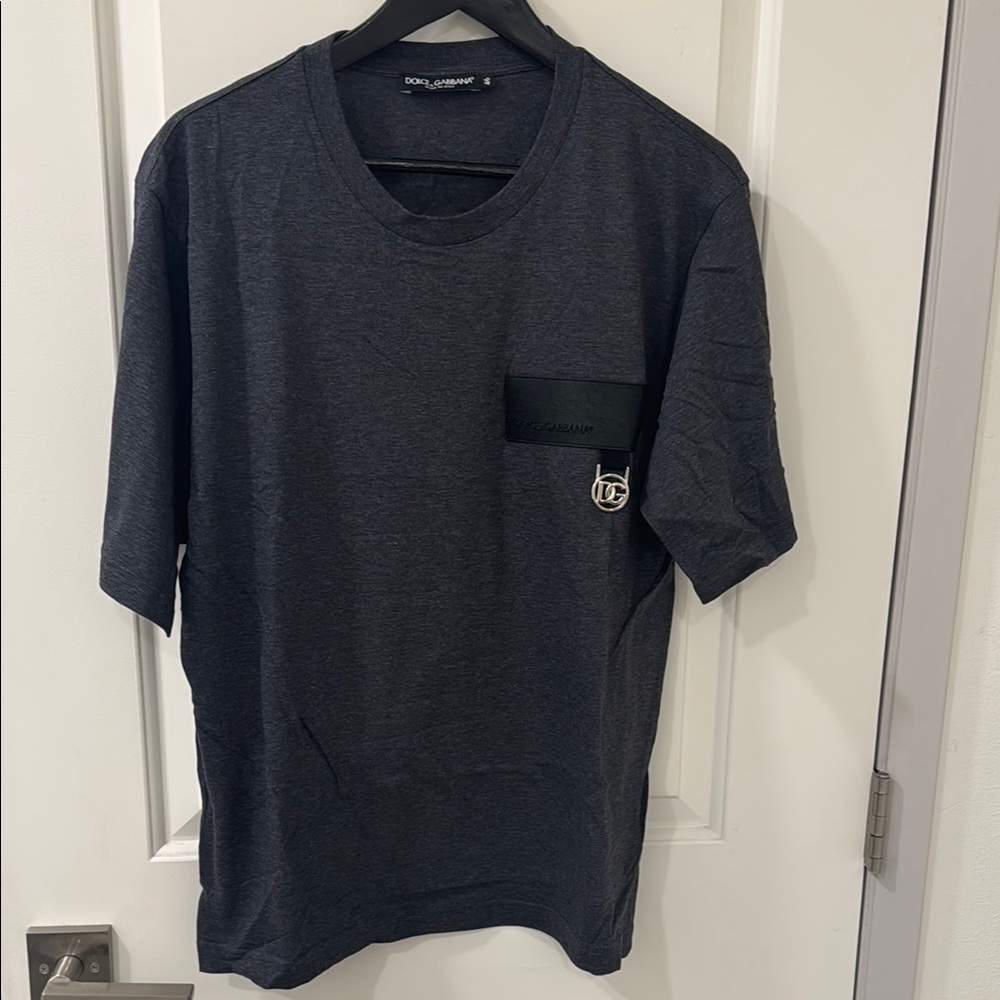 Dolce & Gabbana Gray Short Sleeve Oversized Tee with DG hardware